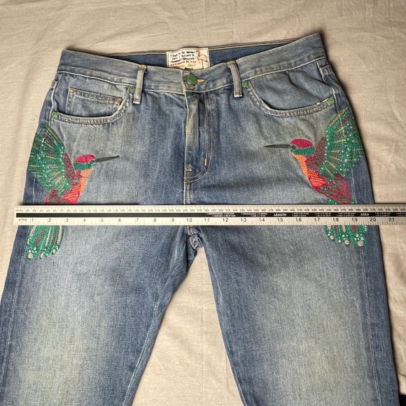 Sandrine Rose Upcycled Vintage Jeans Women's 29 Embroidered Hummingbird USA - Picture 14 of 16